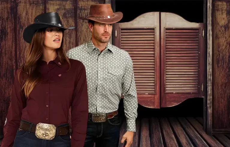cowboy and cowgirl in Australian western cowboy hat standing