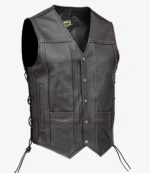 Skates Sports Reddish Color Distressed Biker Leather Vest